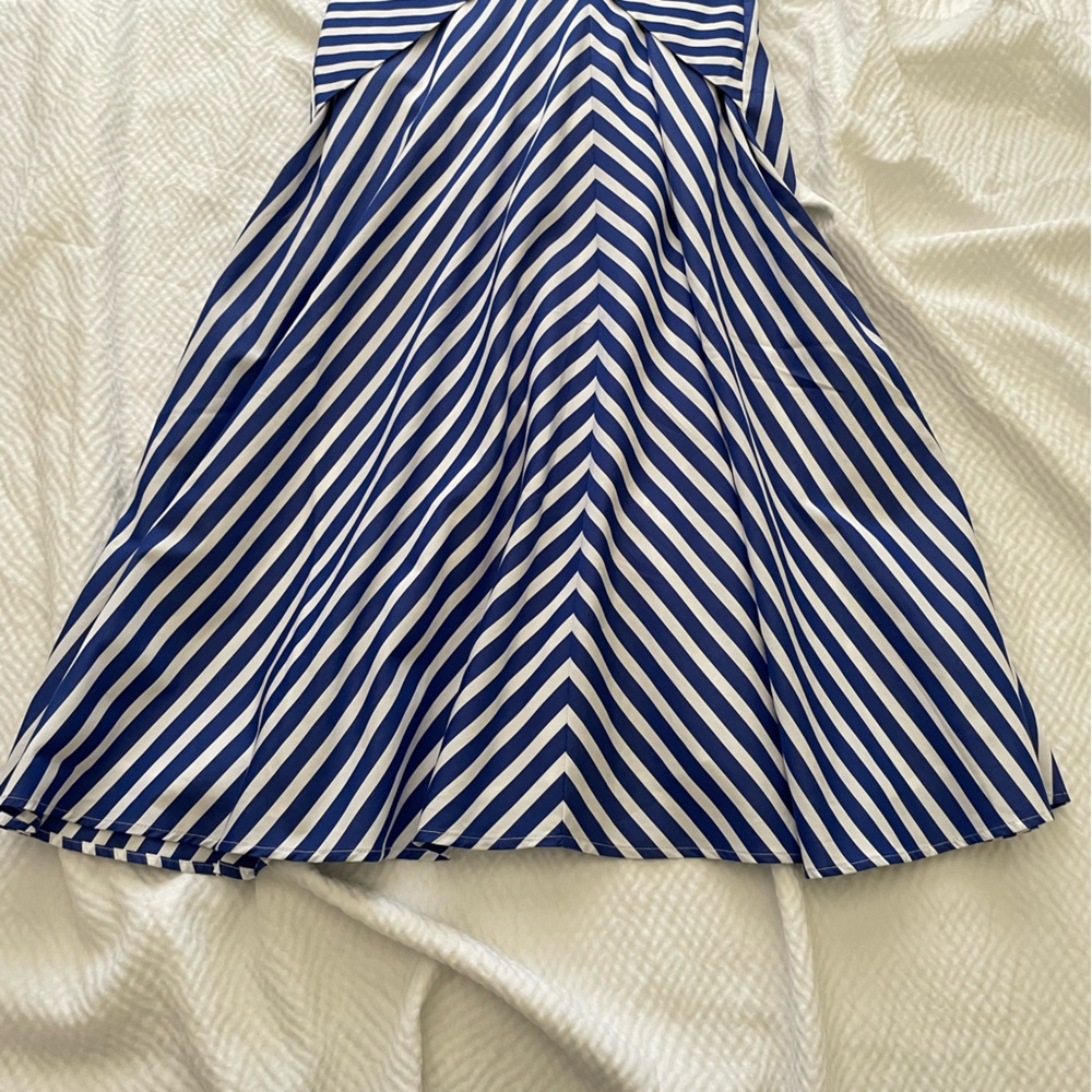 Ralph Lauren Coastal Style Blue Striped A-Line Sleeveless Midi Dress - Picture 8 of 13